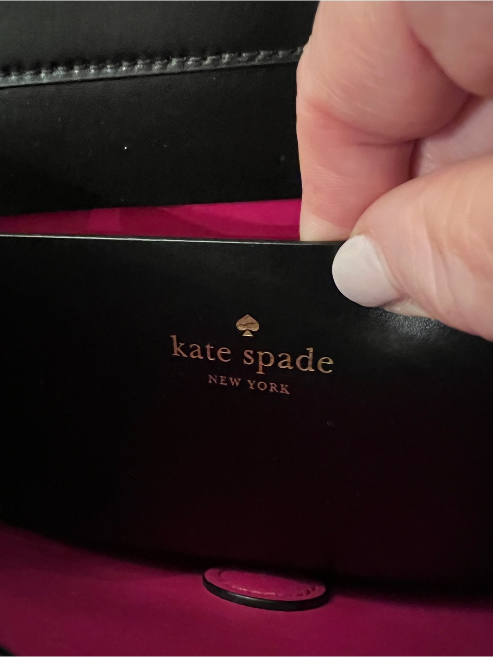Kate Spade New York Black Leather Flap Crossbody Bag Pink Interior Gold Hardware - Picture 6 of 10